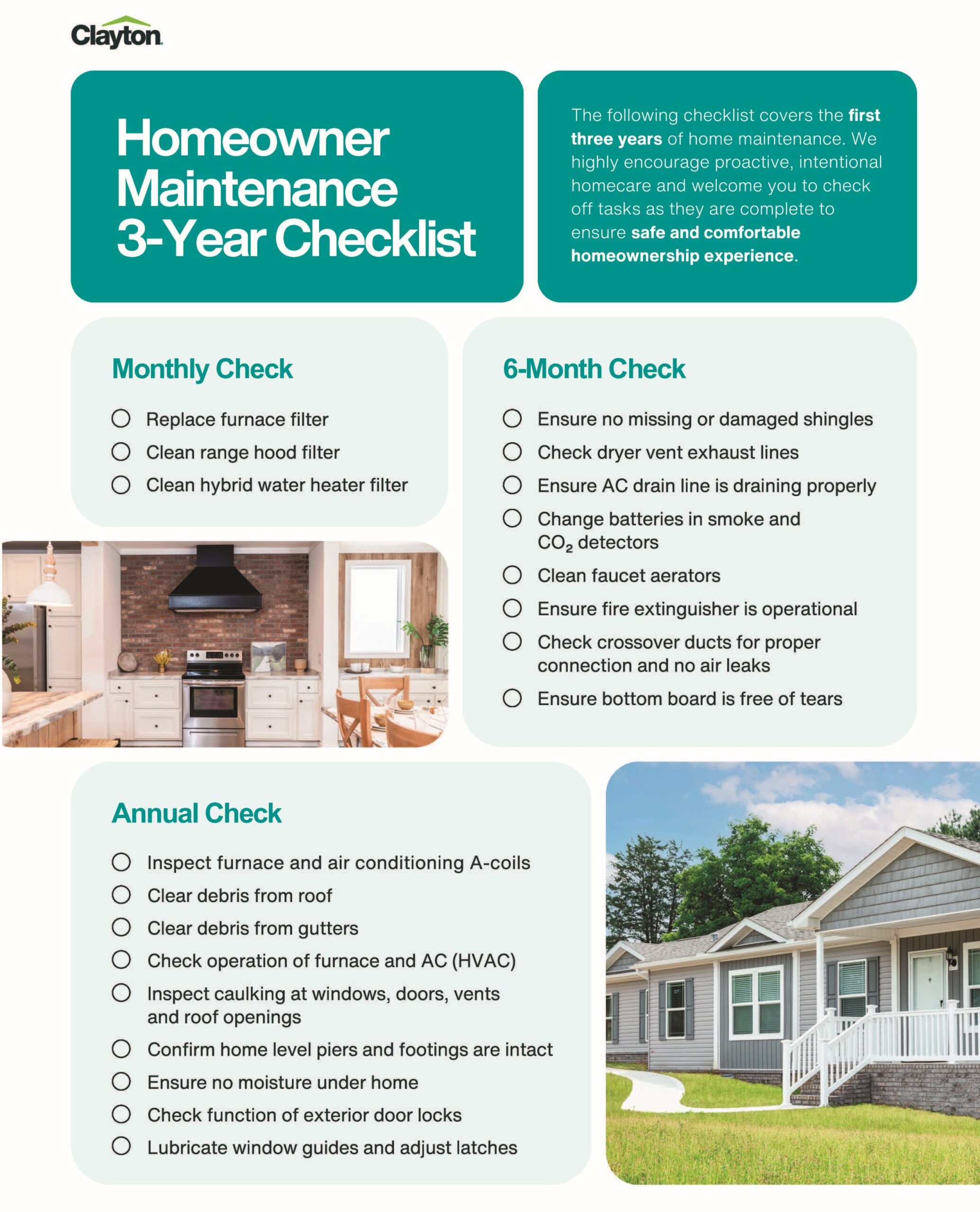Homeowner maintenance checklist